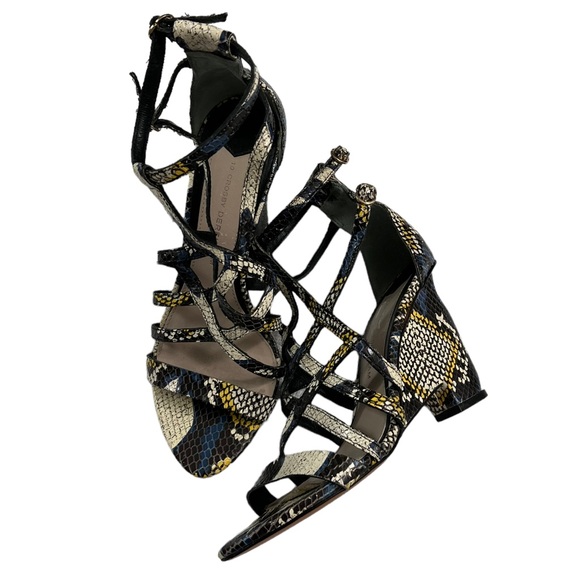 Derek Lam 10 Crosby Snake Print Ankle Strap Wedge Open Toe Heeled Sandals 7 - Picture 4 of 10